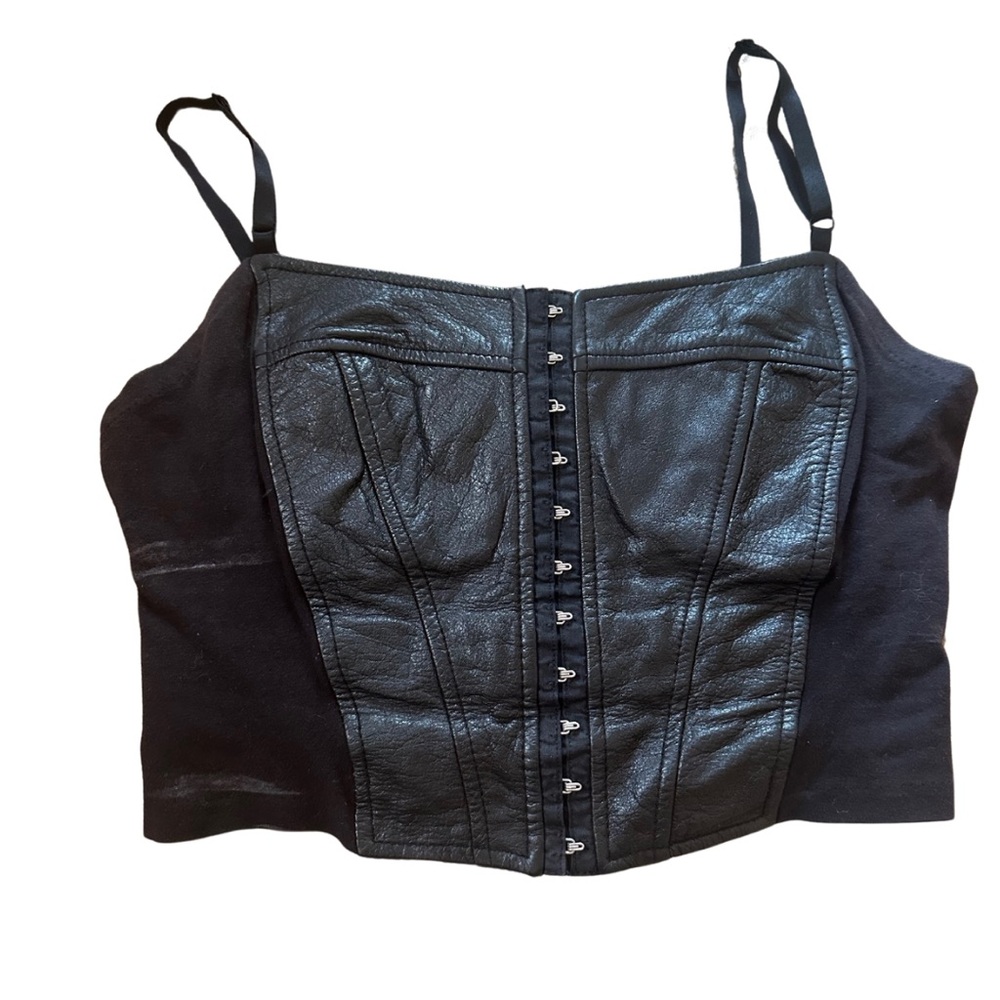 Vintage 1980s Leather Corset/ Bustier Top. Medium.